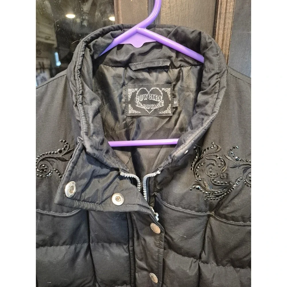 Cowgirl Hardware Black Embellished Puffer Vest‎ Western Style Women's Size M - Picture 12 of 12